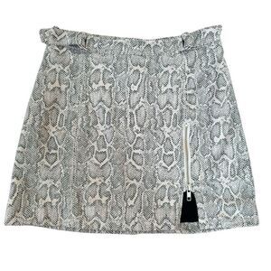 Free People Mini Skirt Womens Snakeskin Lined Side Zipper Black Cream Size 0